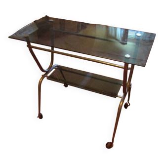 Table des années 1970 en verre et laiton