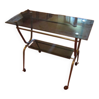 1970s table in glass and brass