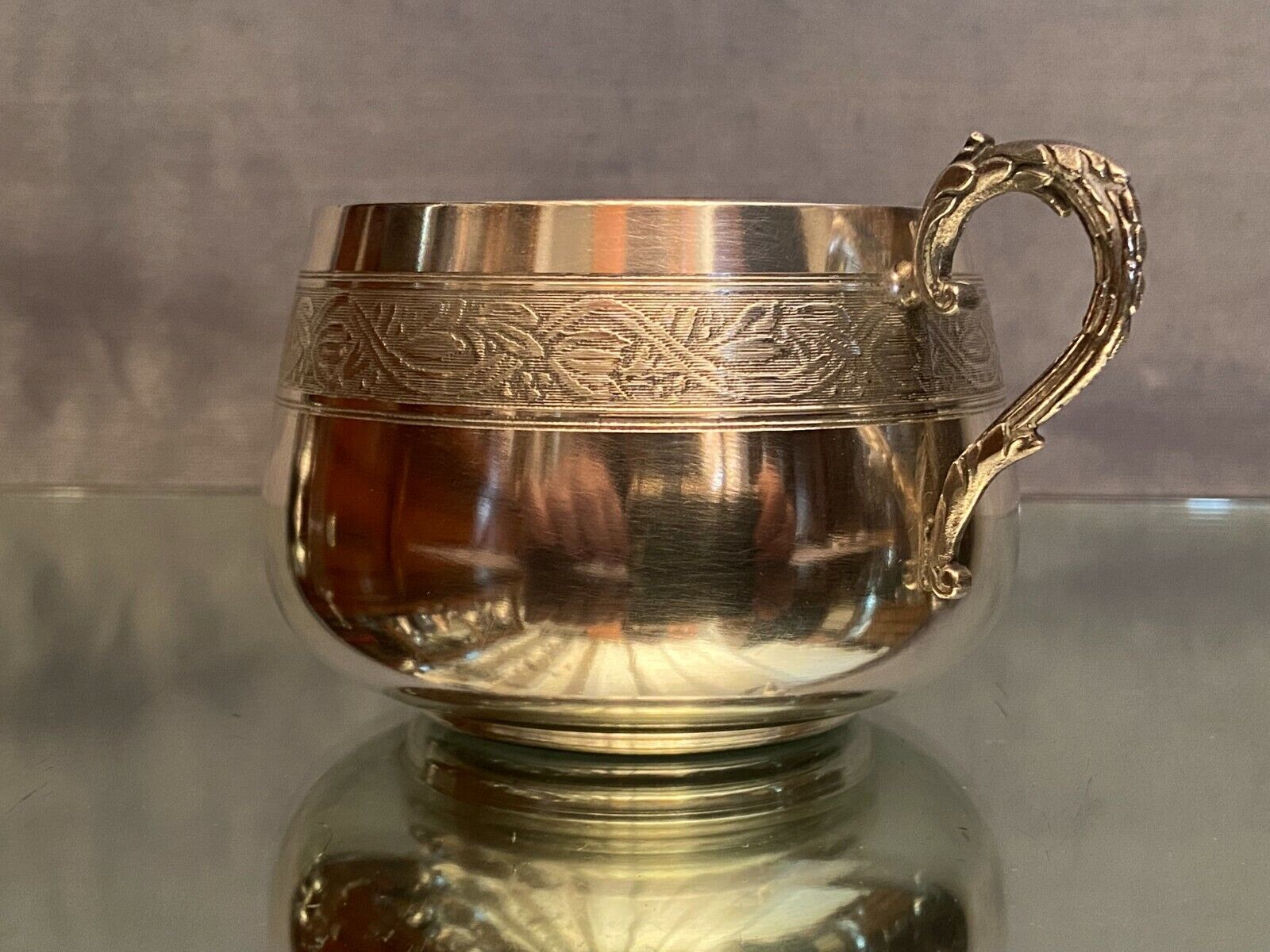 Lunch cup in silver metal Regency style