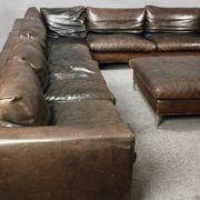 GIGANTIC MODULAR LEATHER SOFA FOR 12 PEOPLE.
