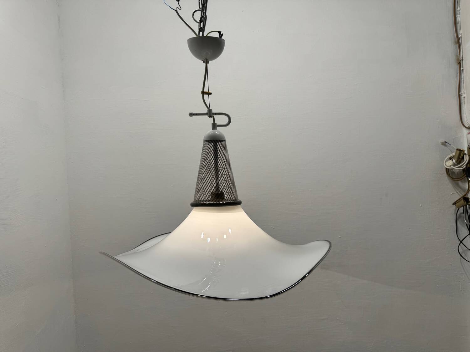 Large Black and White Murano Glass Light Pendant 1970’s