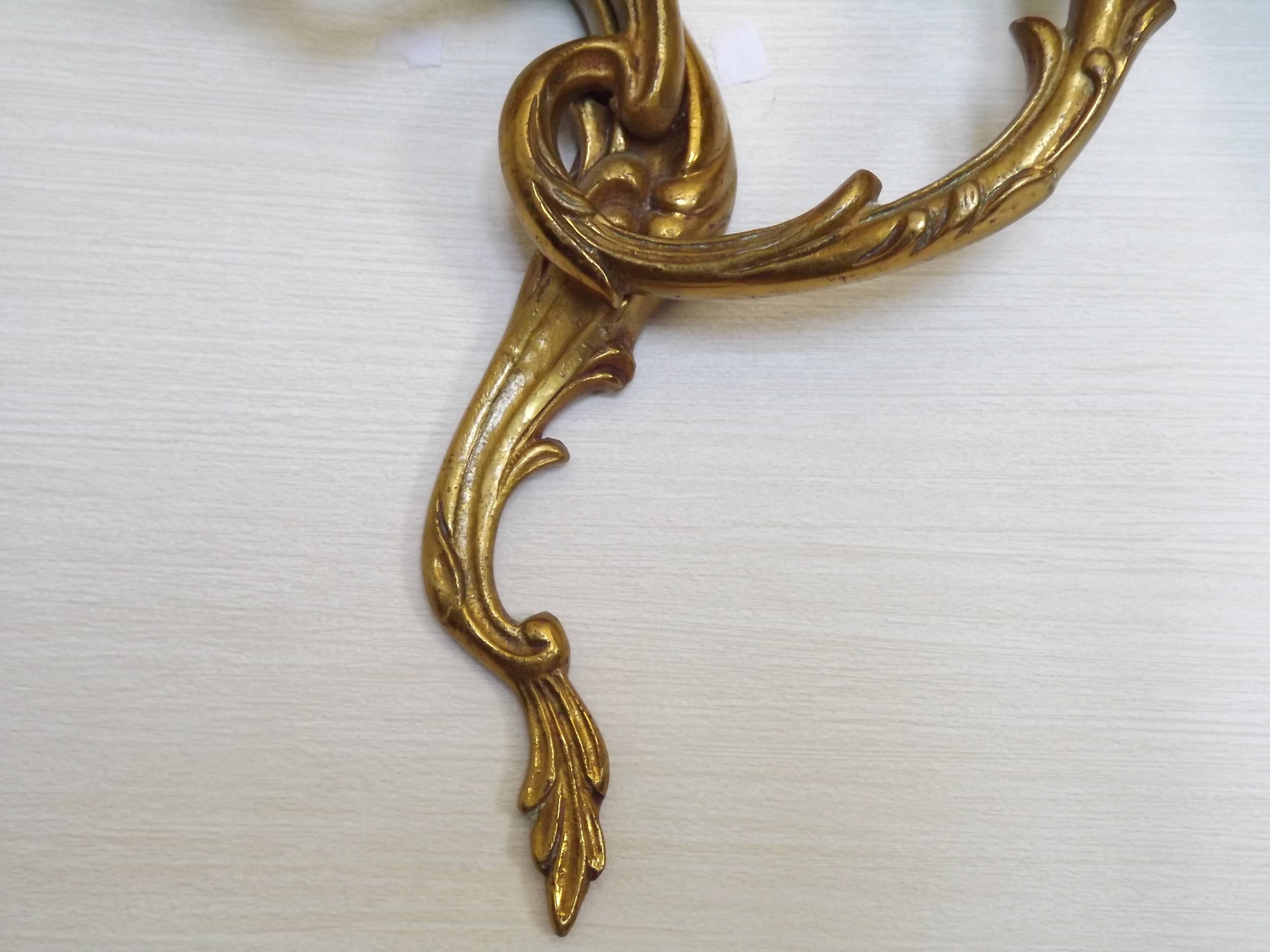 Pair of Elegant French Bronze Opposite Acanthus Leaf Double Wall Sconces
