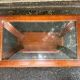 Table basse vintage en bois massif et verre