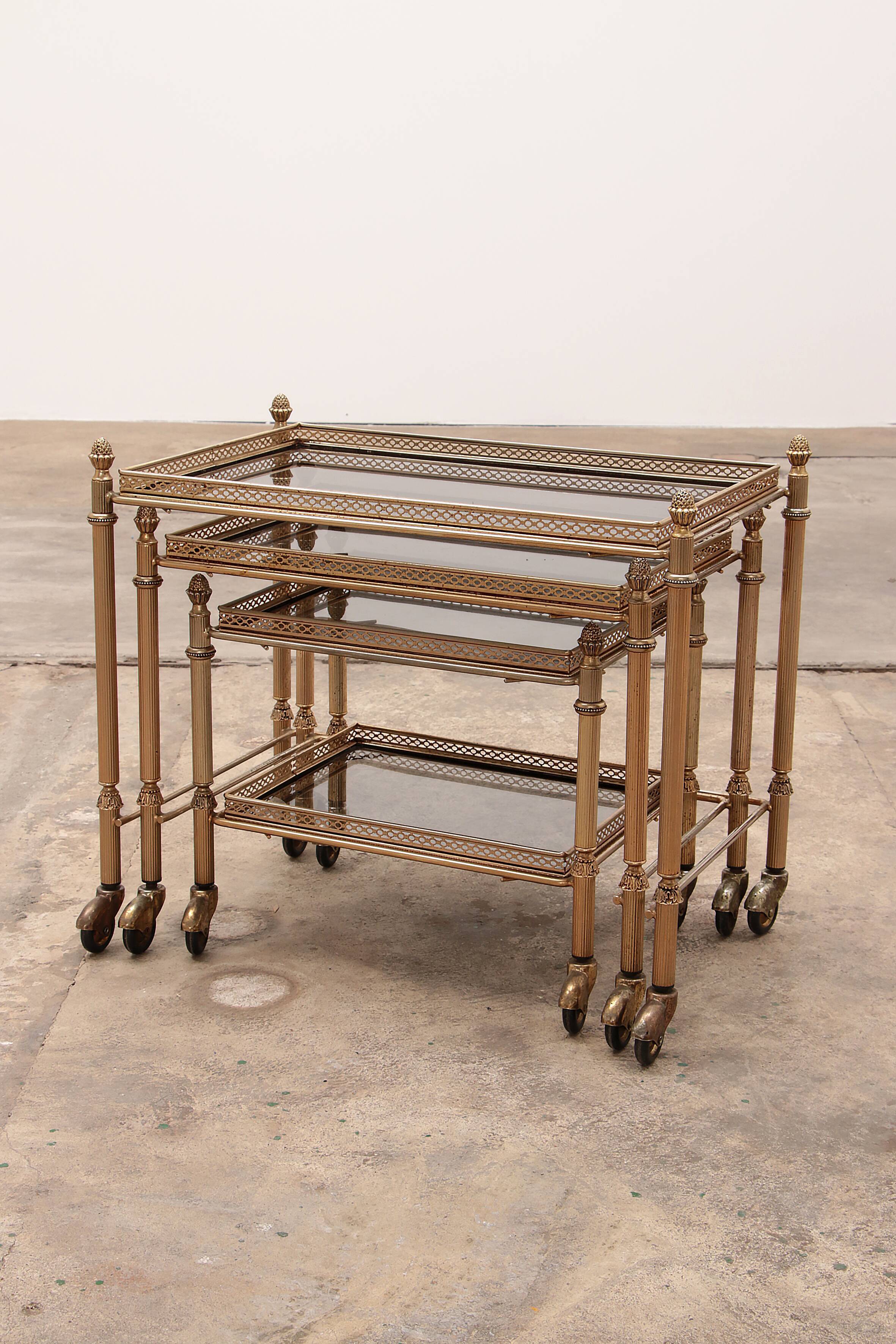 Trolleys three tables made in France in the 1950s.