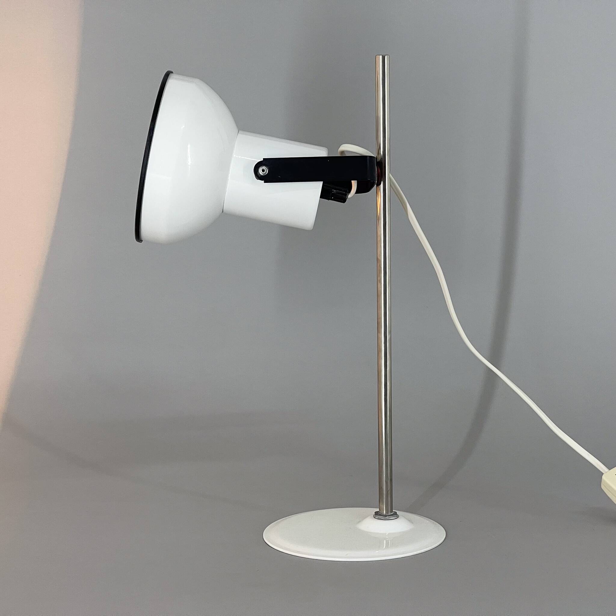 Mid-century White Metal Table Lamp, Czechoslovakia