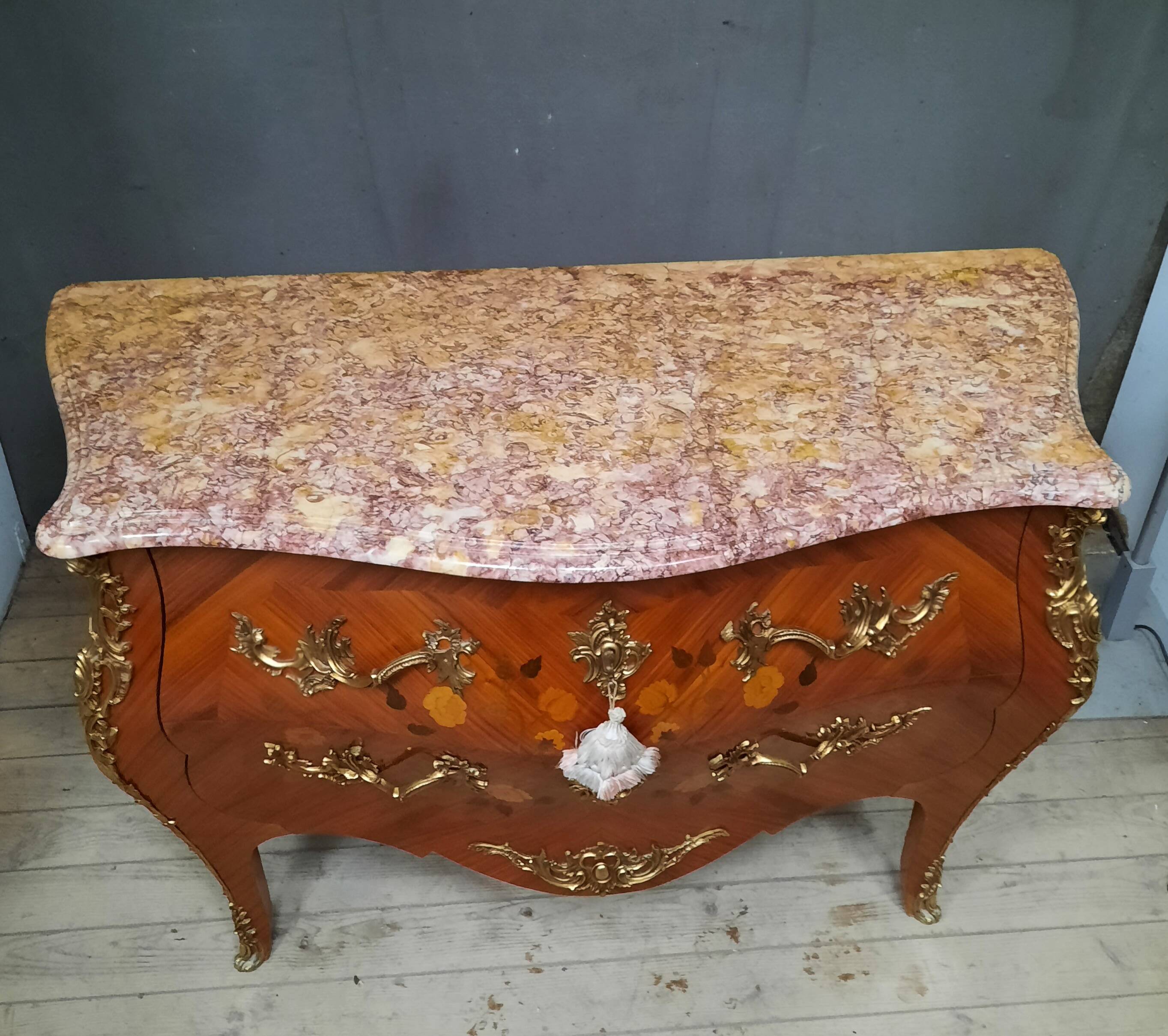 Louis XV style marquette chest of drawers