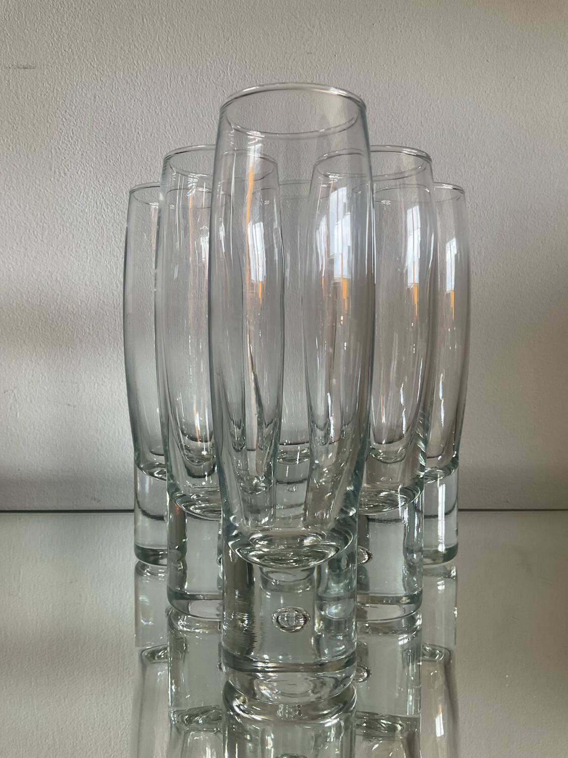 Set of 6 Kosta Boda sparkling champagne glasses from the 70s