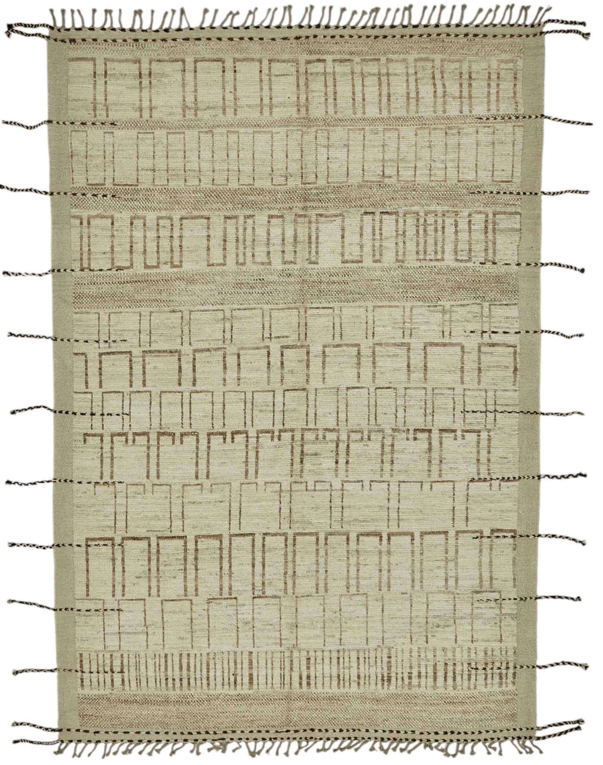 Handmade Tribal Decorative 204 cm x 301 cm Beige Wool Carpet