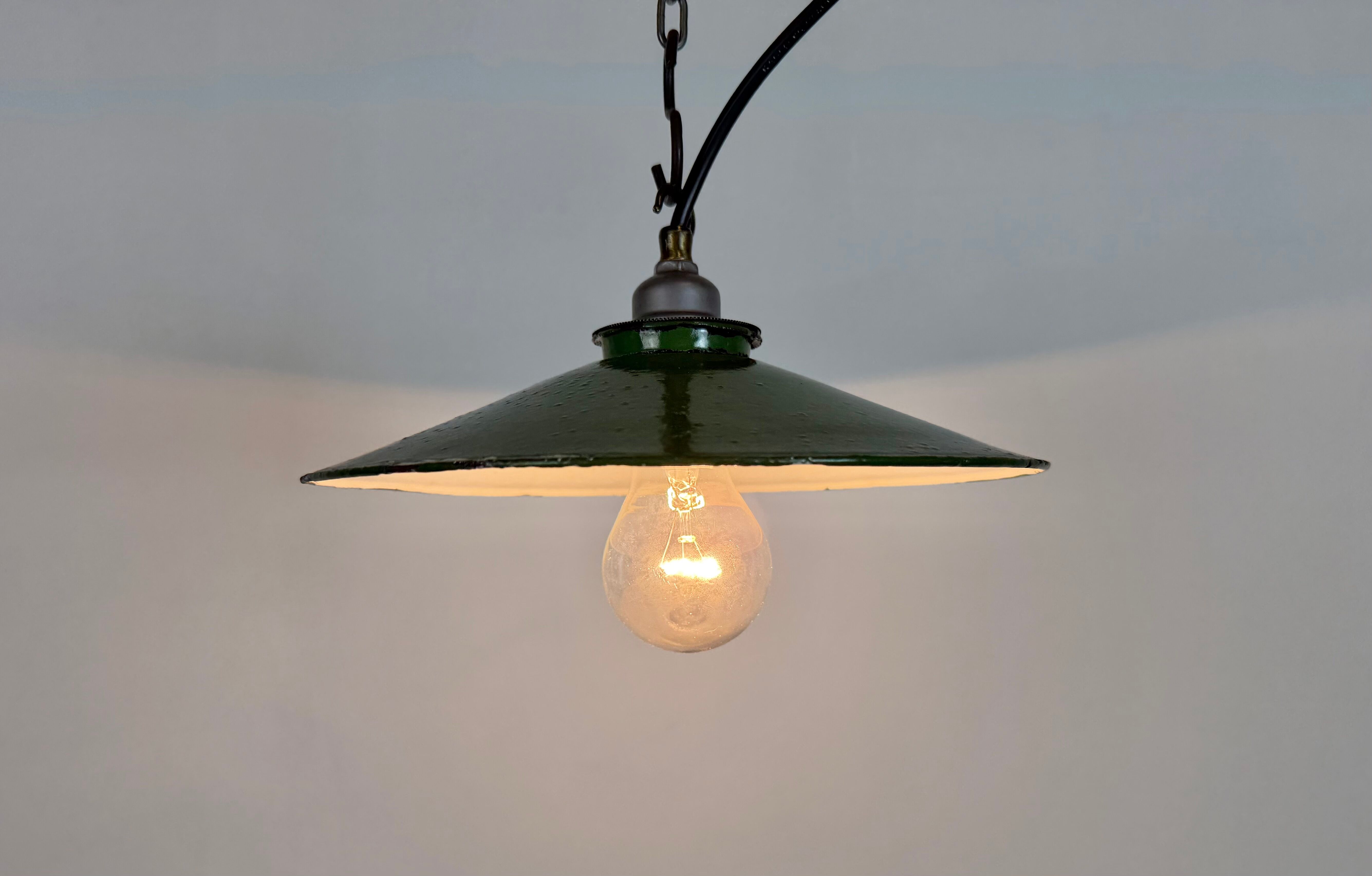 Industrial Green Enamel Light, 1950s