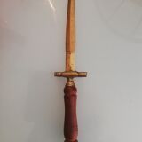 Sword-shaped letter opener paper cutter with turned wooden handle