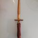 Sword-shaped letter opener paper cutter with turned wooden handle
