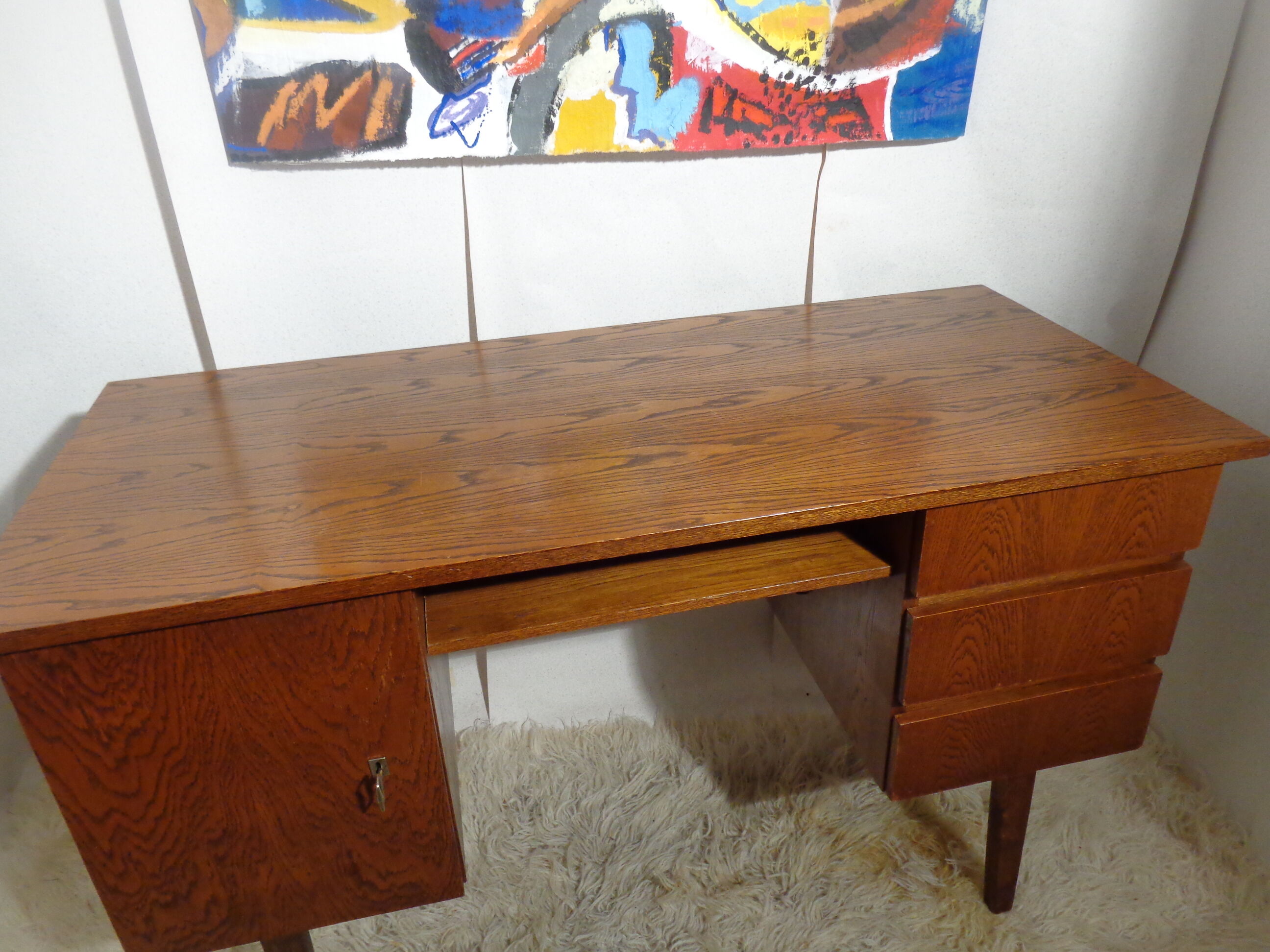 Scandinavian vintage office of the 60s light oak