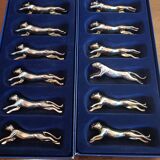 12 silver metal cat knife holders