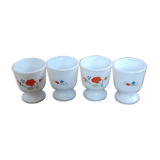 Coquetier glass arcopal france floral décor 70s - vintage