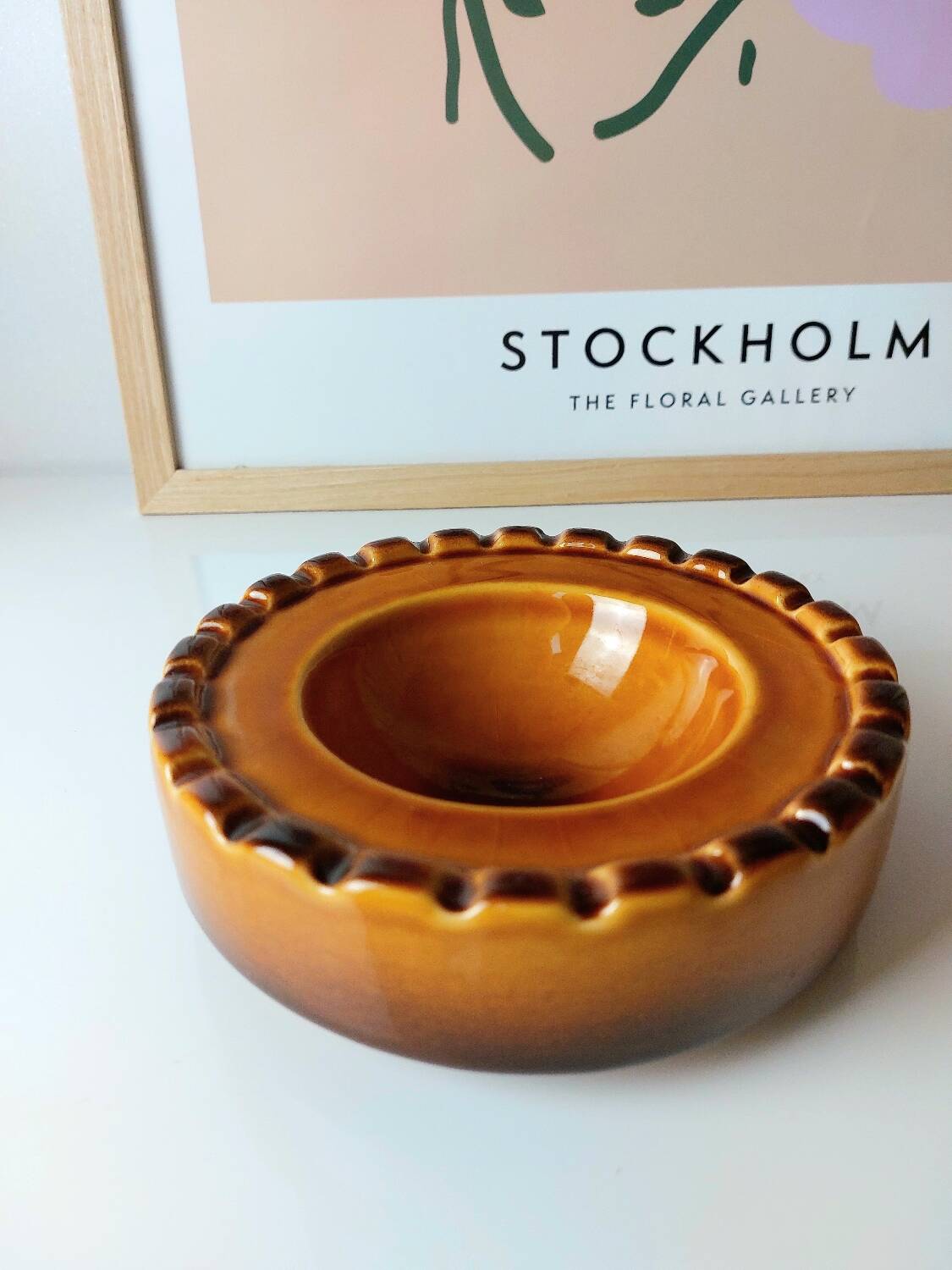 Cendrier céramique ambré années 60