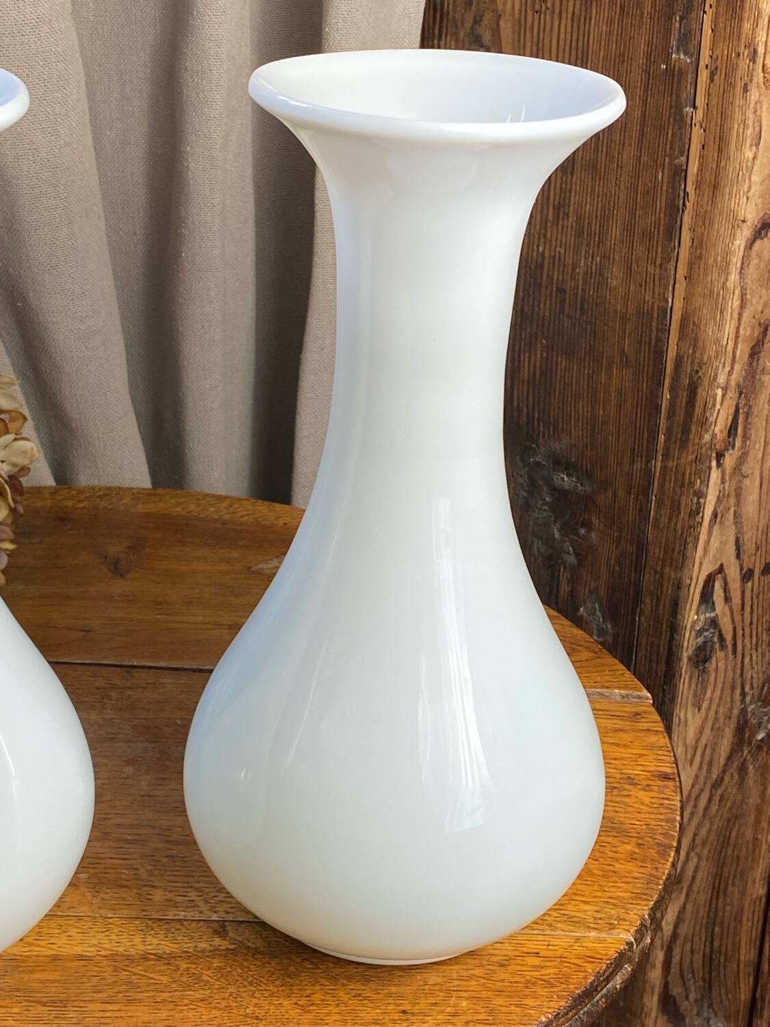 Pair of white opaline vases