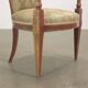 Vintage armchair in fabric and wood with armrests, design Italy 1950s-1960s