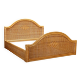 Double bed vintage in wicker and bamboo, Italy, 1980s.