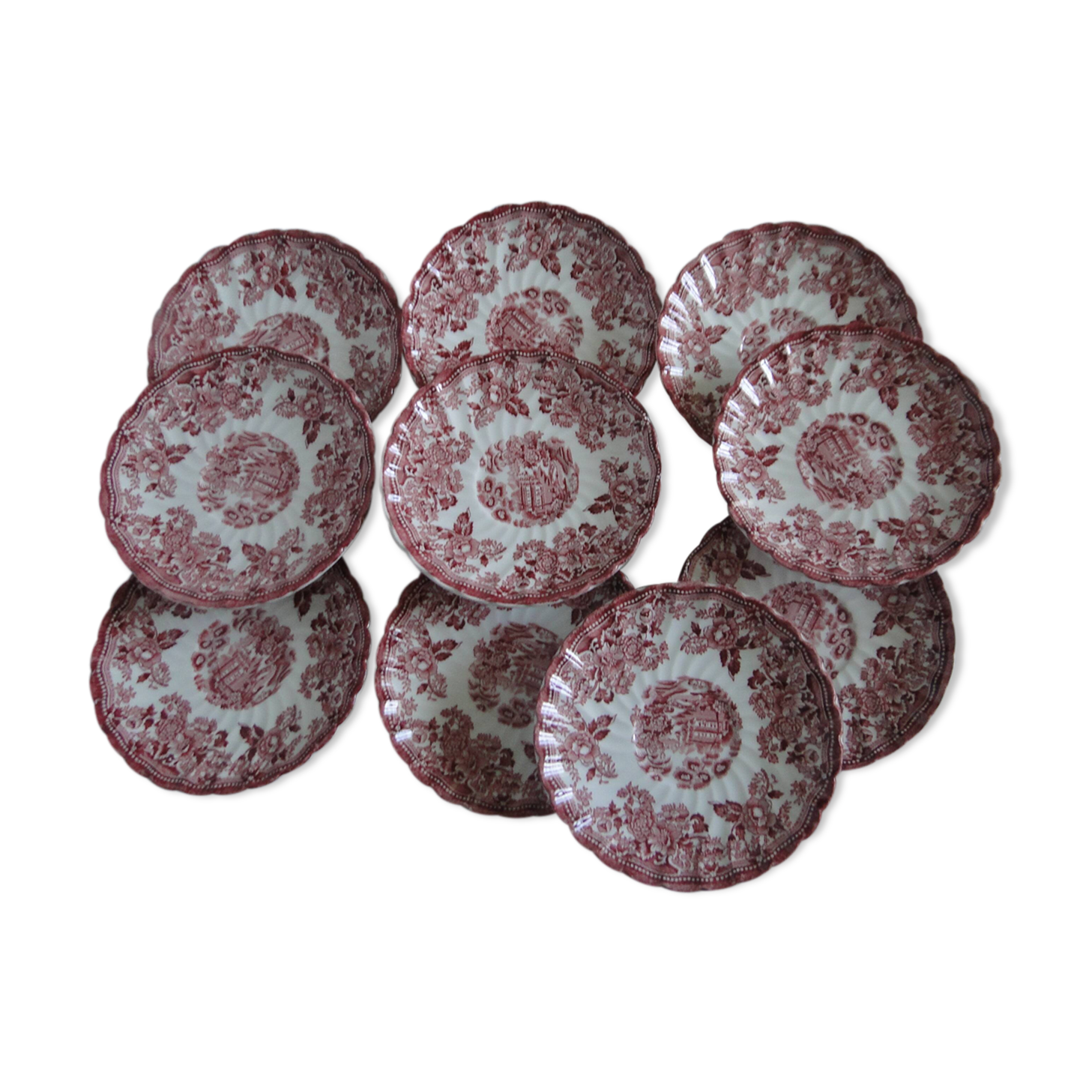 Lot 10 flat bread plates myott model tonquin