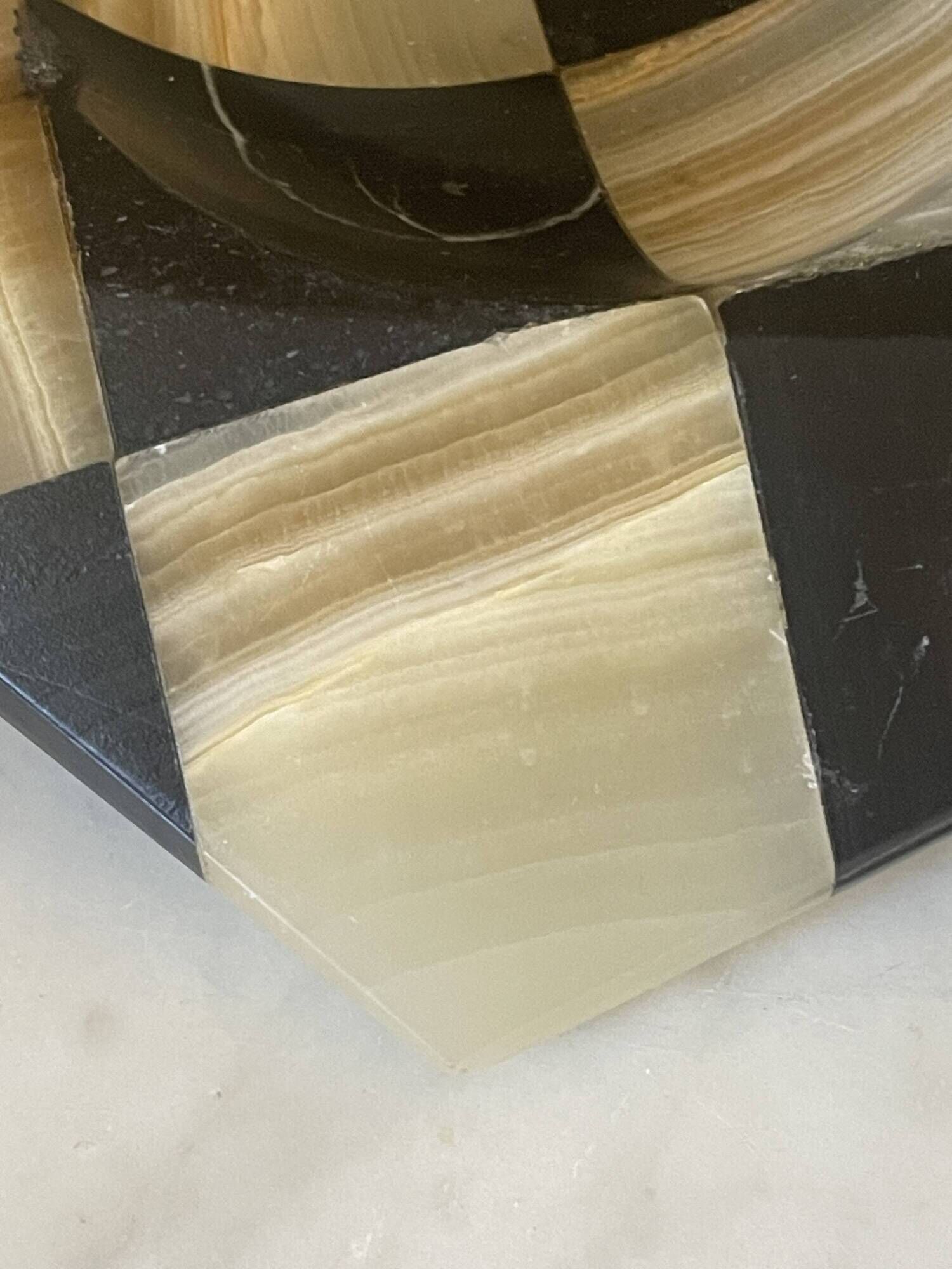 Cendrier, vide-poche hexagonal vintage en onyx et marbre
