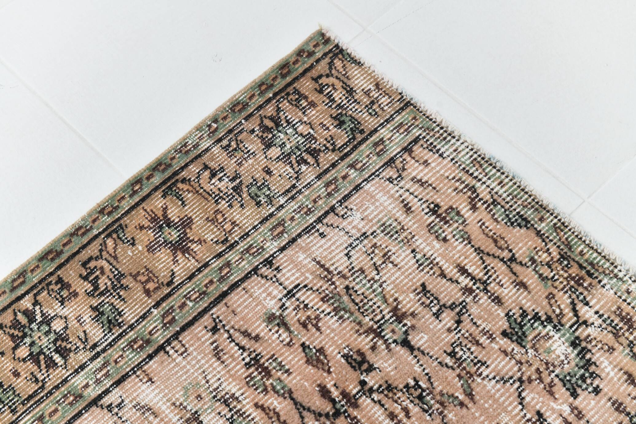 Light Blush Pink All-over Floral Vintage Rug, 188x276Cm