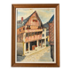 Oil table house half-timbered cobbled street - Breton Norman village