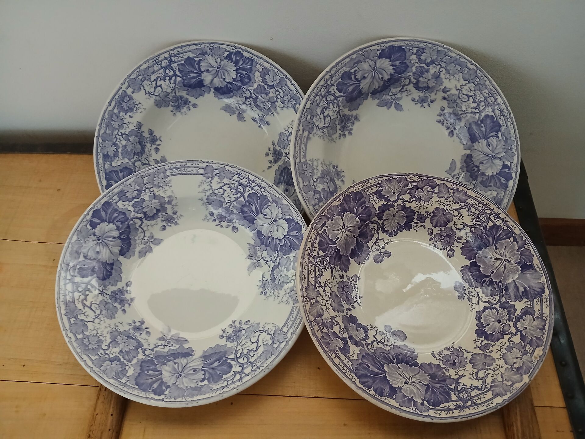 4 antique deep plates in ironstone