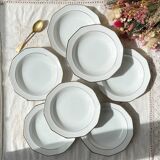 7 Winterling Marktleuthen Bavaria porcelain soup plates in white and gold