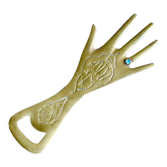 Moroccan hand bottle opener brass, 60s
