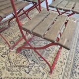 Set of 4 folding chairs for old bistro, guinguette, brasserie