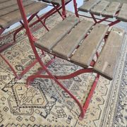 Set of 4 folding chairs for old bistro, guinguette, brasserie