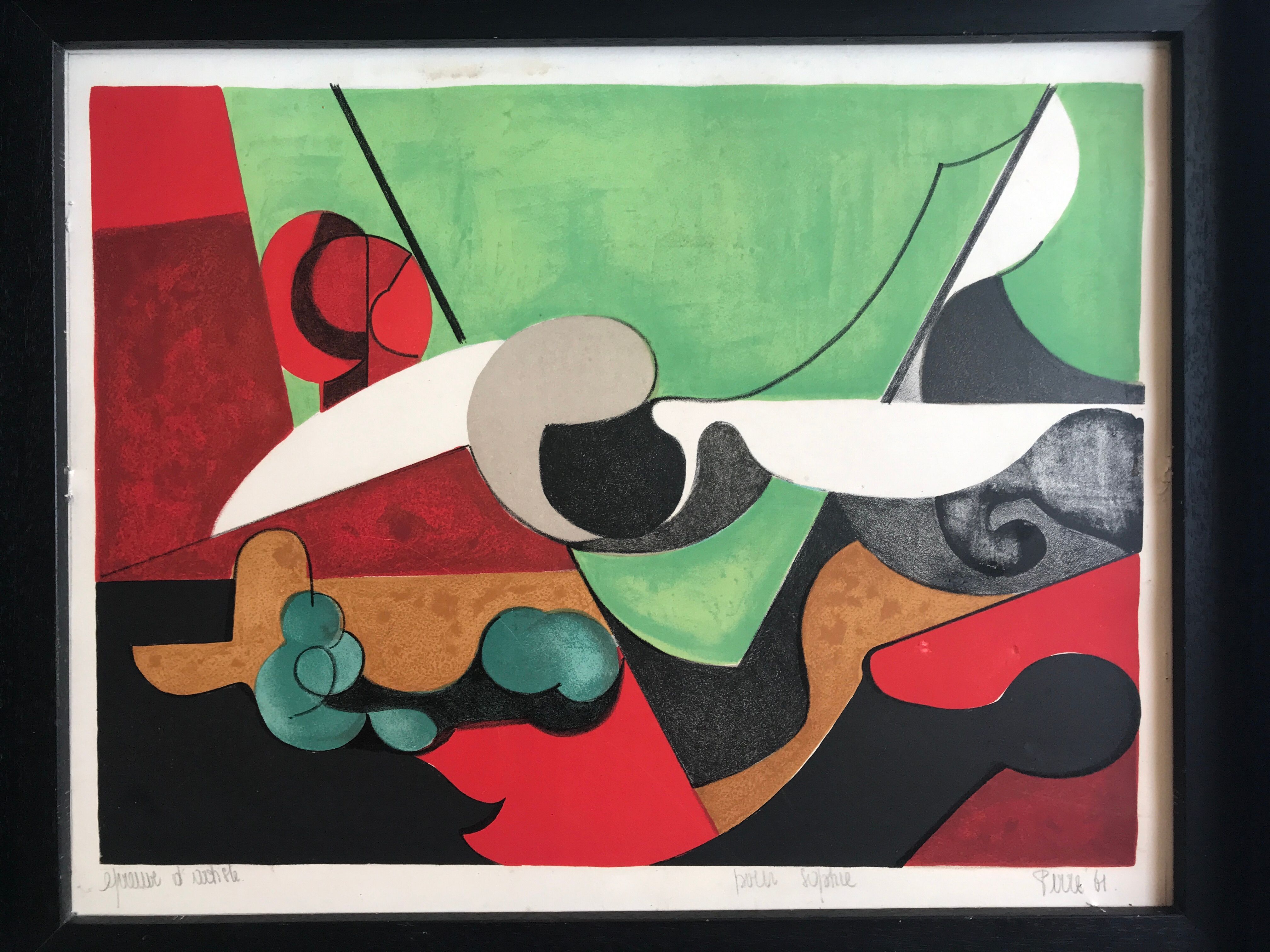 Original lithograph signed by Danièle PERRÉ (1924-2009) Abstract composition, 1961.