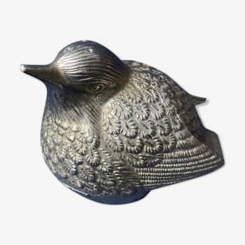 Silver metal bird salt shaker