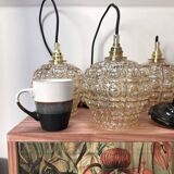 Set of three Scandinavian glass pendant lights
