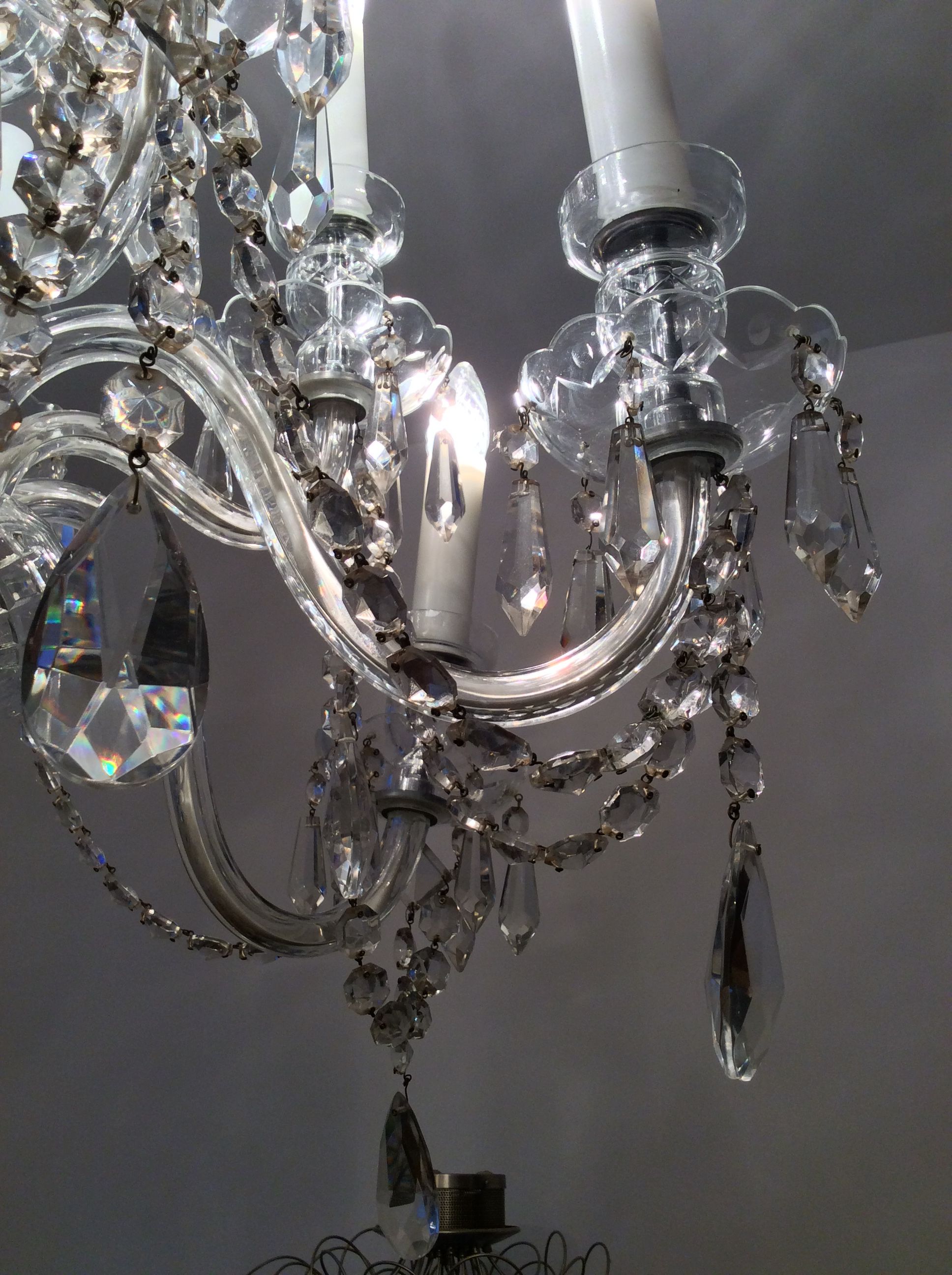 Old bohemian crystal chandelier for Deknudt