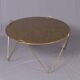 Circular coffee table in gilded eglomisé glass and brass, Italy 1960s.