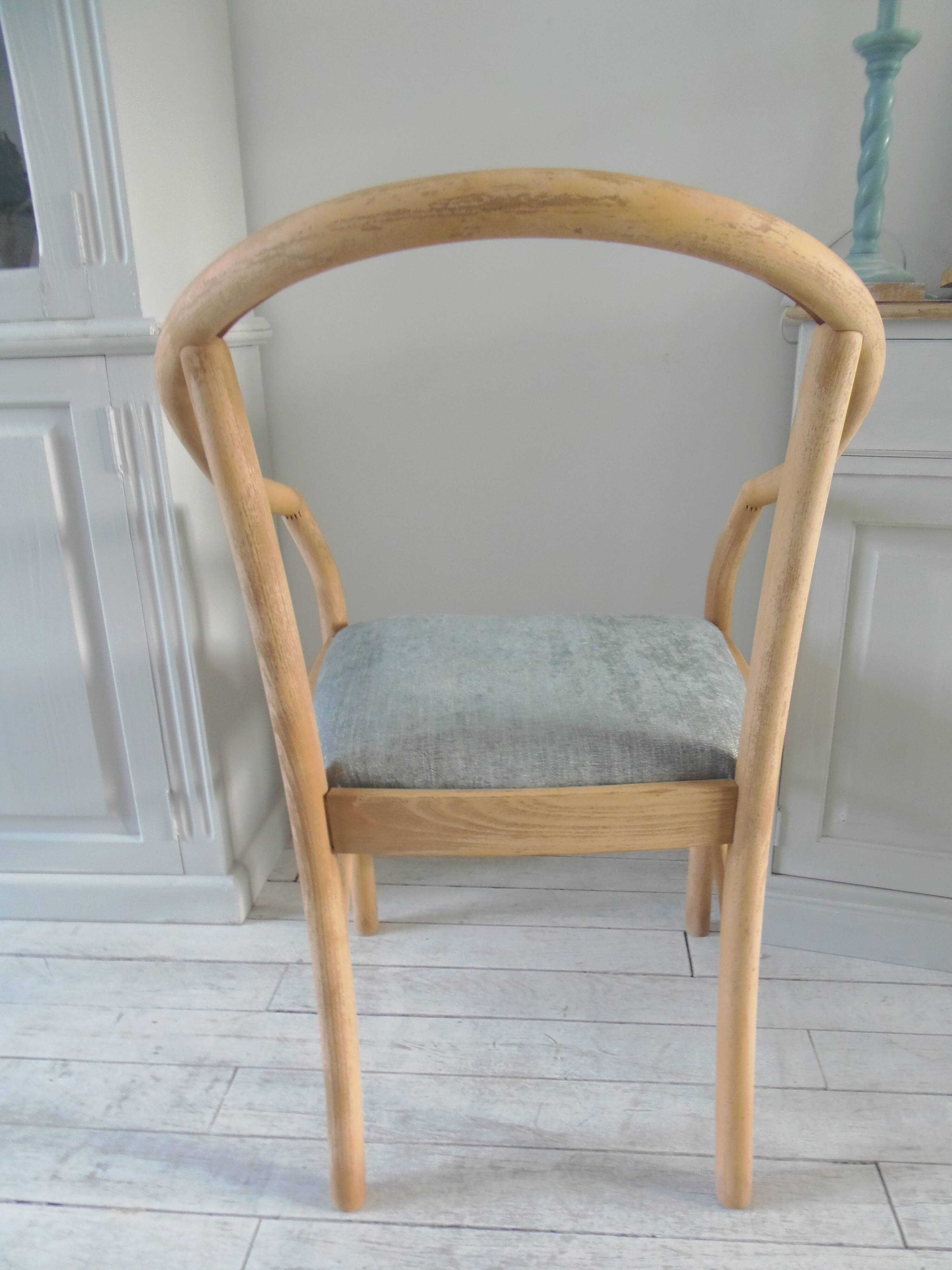 Scandinavian style armchair, beech frame, renovated seat