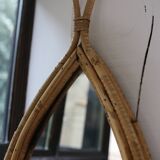 Vintage rattan teardrop mirror