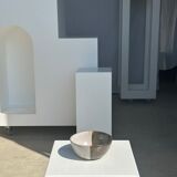 White and glossy brown two-tone ceramic bowl, matt earth