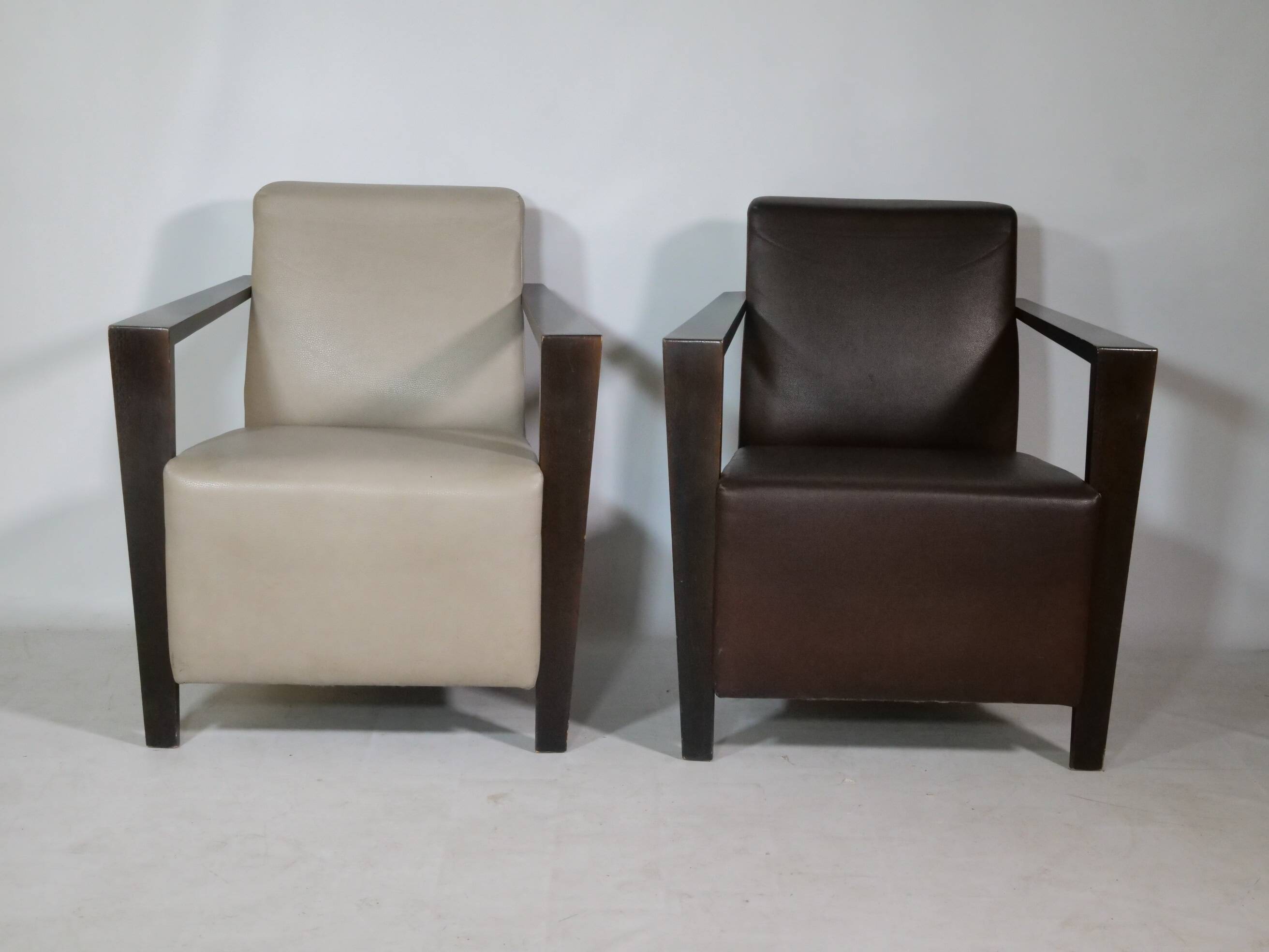 Franz Fertig Dresden leather armchair design, set of 5, 1960s