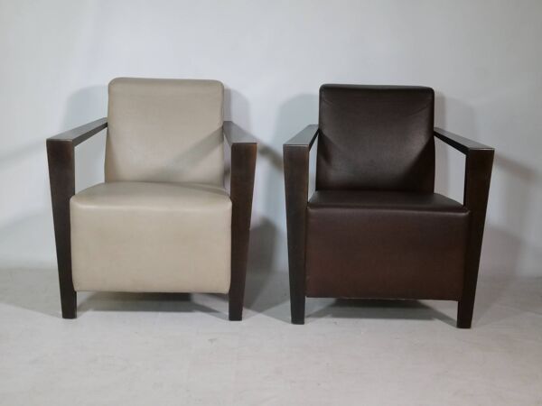 Fauteuils en cuir Franz Fertig Dresden, années 1960.