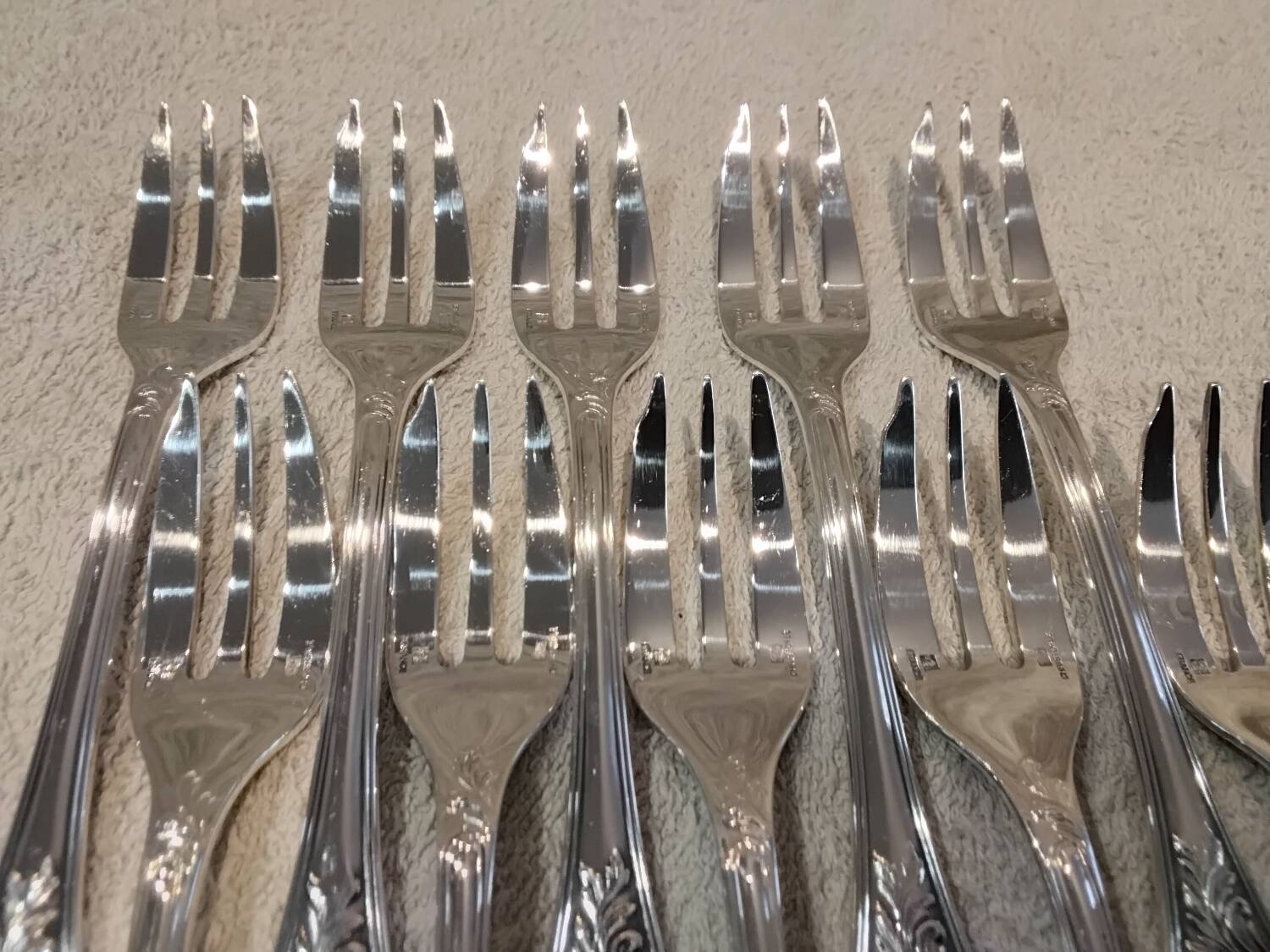 10 silver-plated cake forks by Christofle, Marly pattern