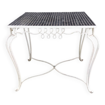 Ancienne table fer forgé /plateau carreaux céramique