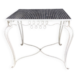 Ancienne table fer forgé /plateau carreaux céramique