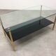 Coffee table 50s black glass and gold metal