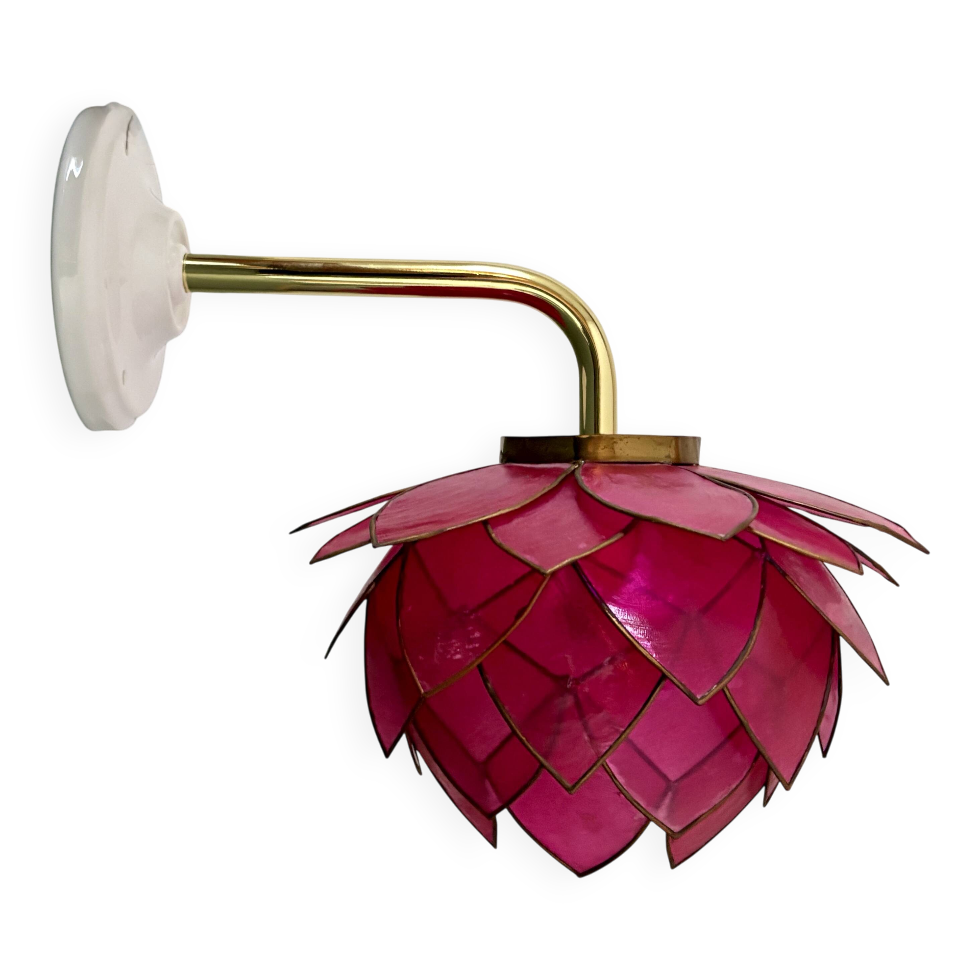Vintage pink mother-of-pearl angled wall lamp
