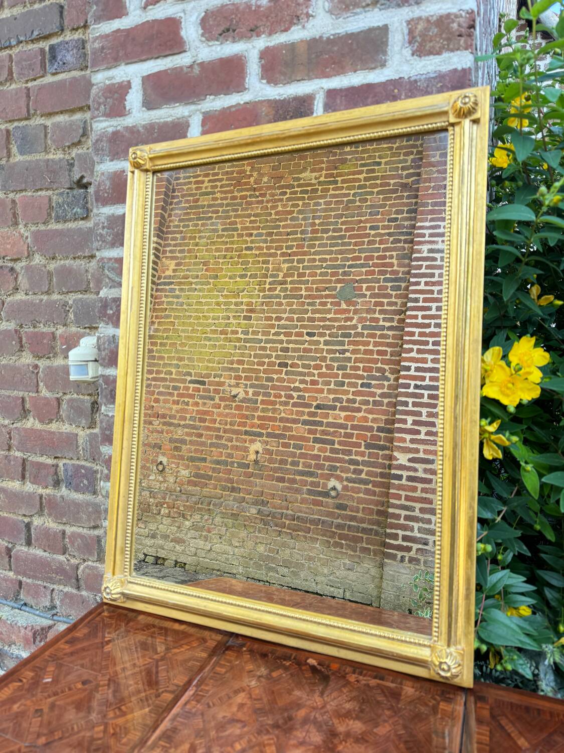 Louis XVI Style Rectangular Mirror In Wood And Golden Stucco