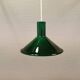 Green glass hanging lamp in double layer glass. Designed by Michael Bang for Holmegaard Denmark 1972