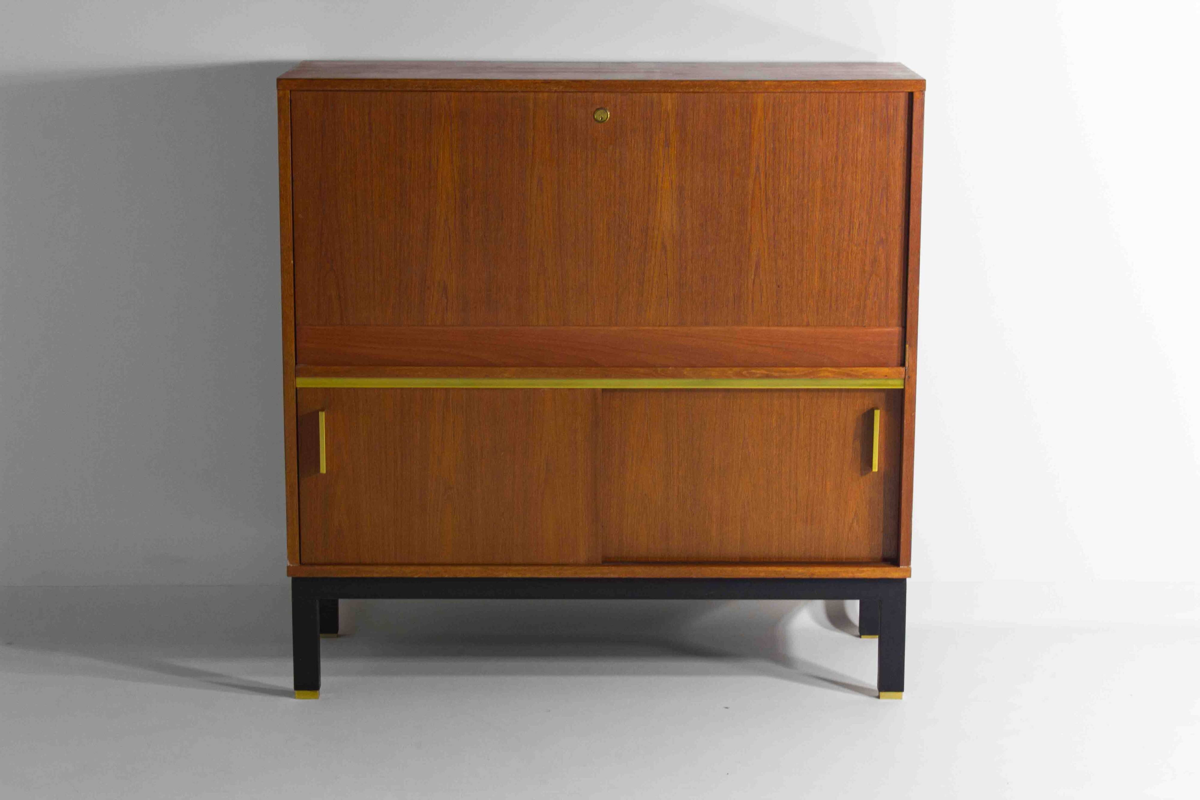 Vintage bar cabinet with brass details, Belgium 1960s