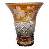 Vintage vase in chiseled bohemian crystal